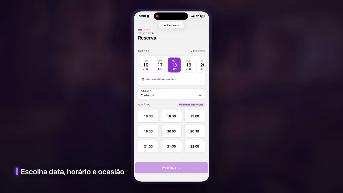 Painel de reservas da Dionísio